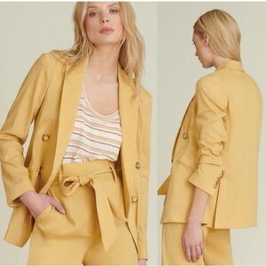 Veronica Beard Nisha Boyfriend Blazer Jacket Double Breasted Yellow Size O EUC